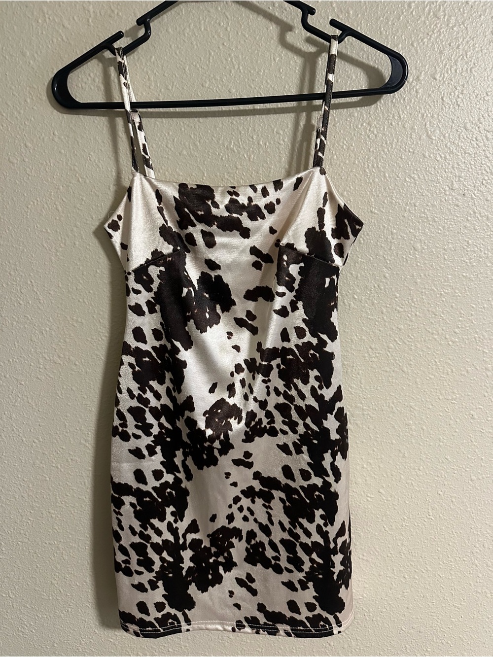 Urban Outfitters Brown & White Cow Print Slip Mini Dress